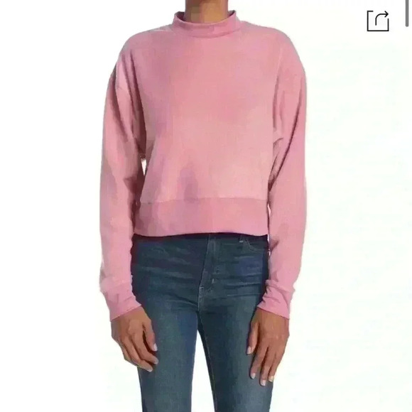 Abound Mock Neck Fleece Cropped Pullover Sweater in Pink Blossom - Picture 2 of 9